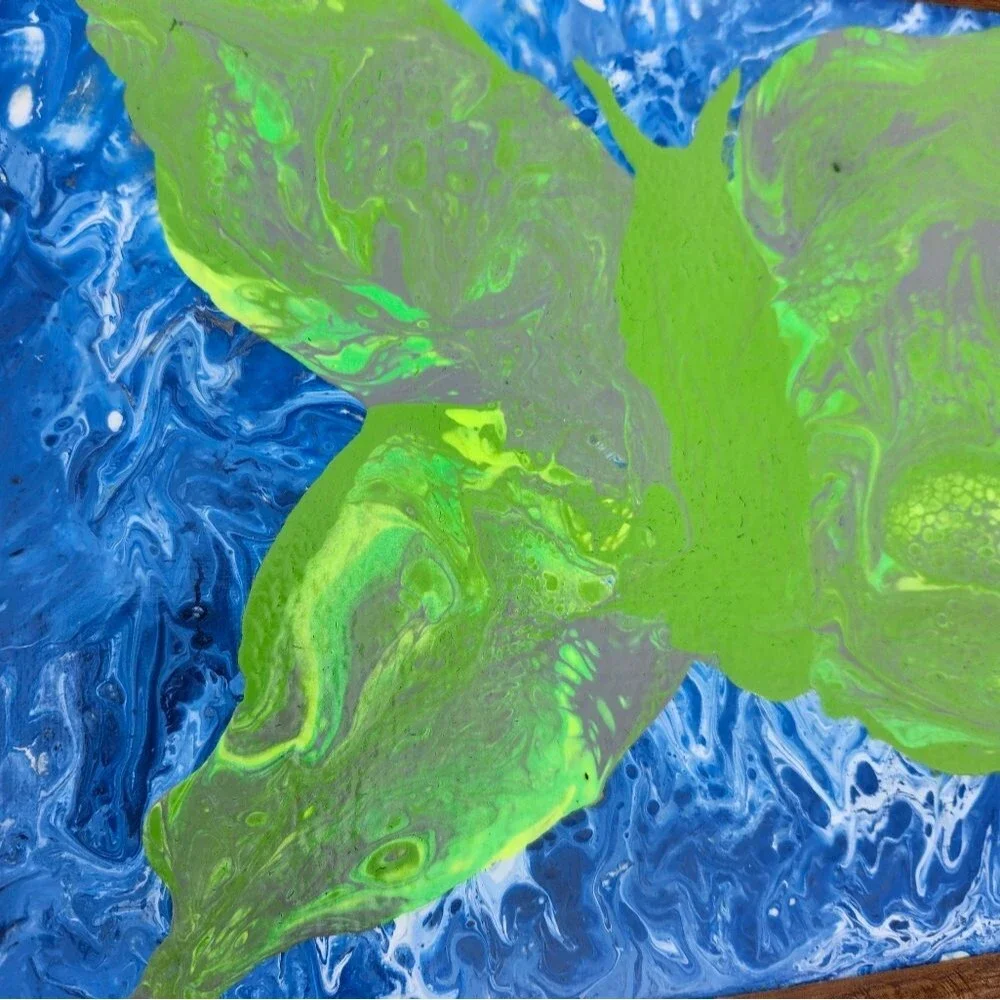 Hand Crafted Luna Moth Original Abstract Wall Picture Framed Art Painting 8x10